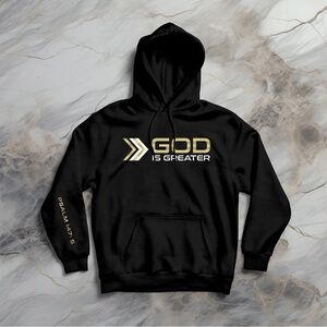 Men’s Hoodie God Is Greater Christian Faith Bible Verse Sweatshirt